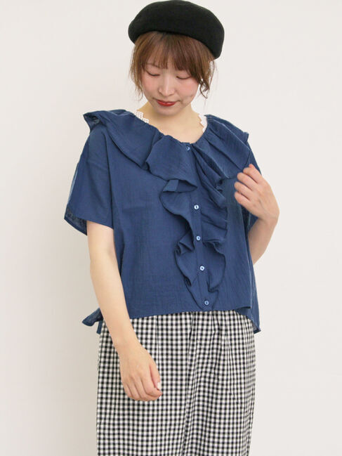 Samansa Mos2「フリルカラーブラウス」|シャツ・ブラウス|