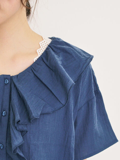 Samansa Mos2「フリルカラーブラウス」|シャツ・ブラウス|
