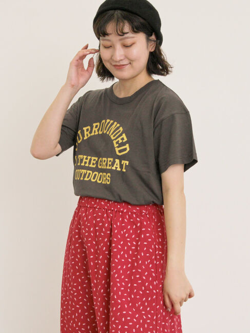 Samansa Mos2「【オーガニックコットン】ロゴプリントTシャツ」|Tシャツ・カットソー|