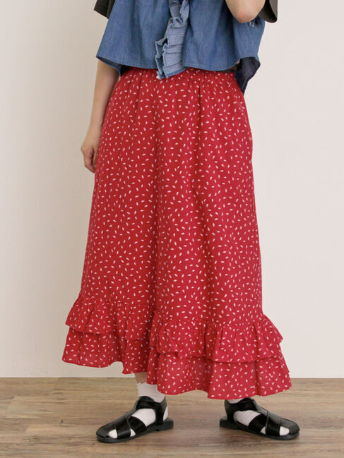 Samansa Mos2「柄アソート裾ティアードスカート」|スカート|