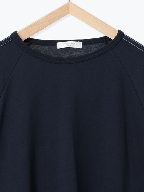 Samansa Mos2 blue「◎【接触冷感】ベロアラインリボンTシャツ」|Tシャツ・カットソー|