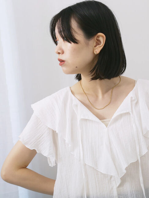 Samansa Mos2 blue「◎フリルブラウス」|シャツ・ブラウス|