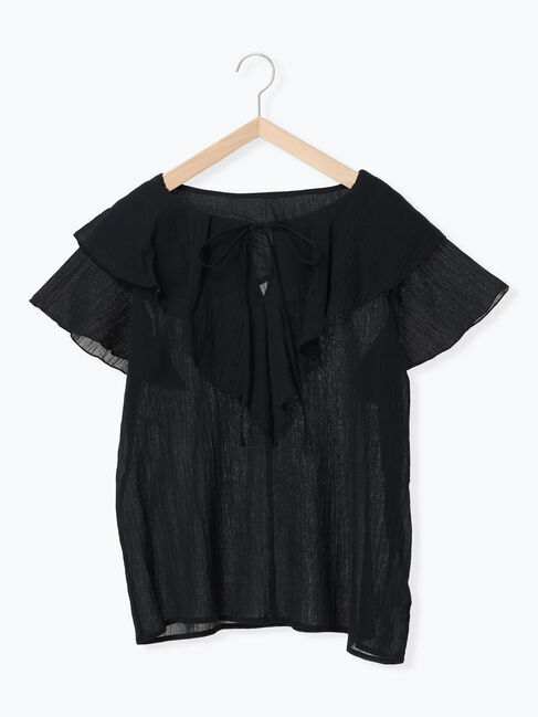 Samansa Mos2 blue「◎フリルブラウス」|シャツ・ブラウス|