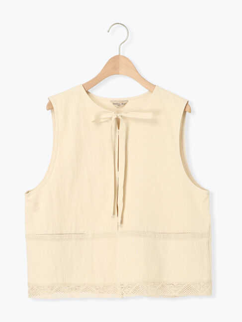 Samansa Mos2「レース付きリボン開きベスト」|ダウンベスト・ベスト|