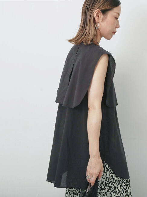 Samansa Mos2 blue「ケープブラウス」|シャツ・ブラウス|