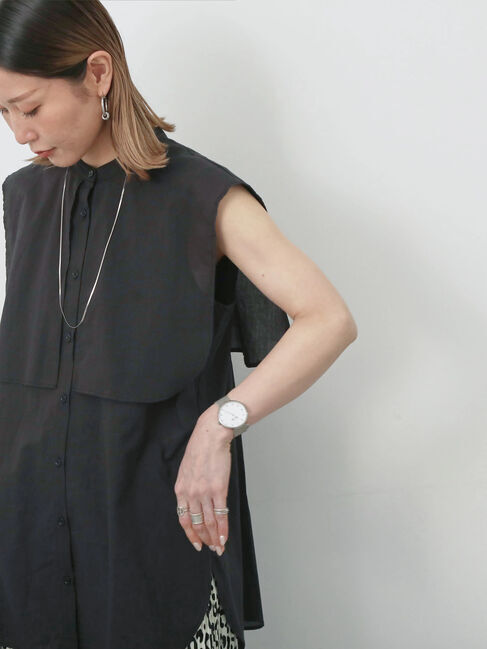 Samansa Mos2 blue「ケープブラウス」|シャツ・ブラウス|