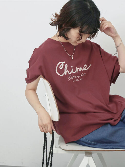 Samansa Mos2 blue「【接触冷感】ドルマンギャザー刺繍Tシャツ」|Tシャツ・カットソー|