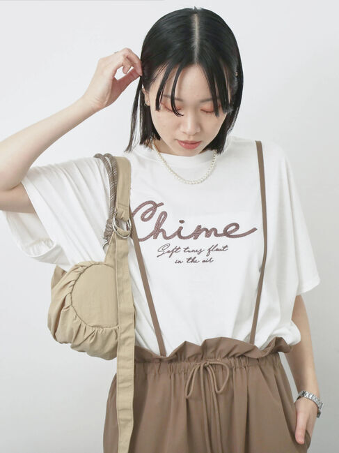 Samansa Mos2 blue「【接触冷感】ドルマンギャザー刺繍Tシャツ」|Tシャツ・カットソー|