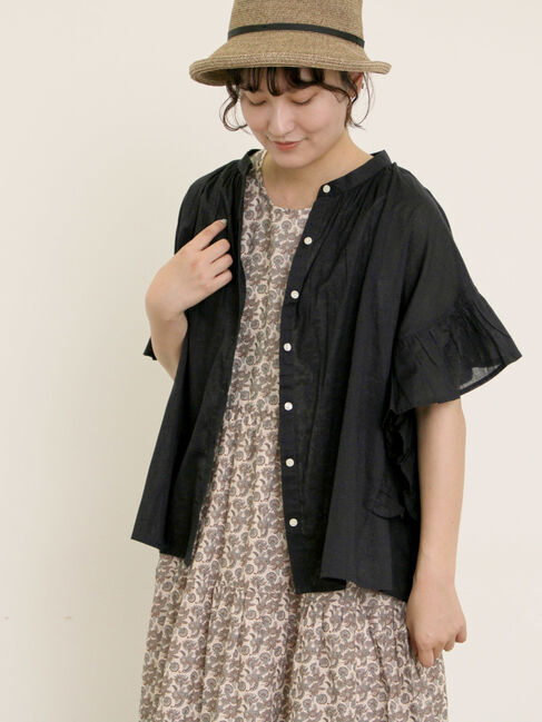 Samansa Mos2「インド柄アソート袖フリルブラウス」|シャツ・ブラウス|