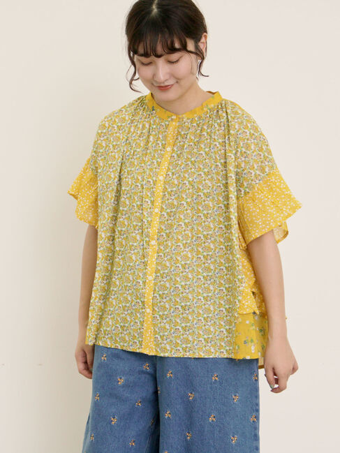 Samansa Mos2「インド柄アソート袖フリルブラウス」|シャツ・ブラウス|