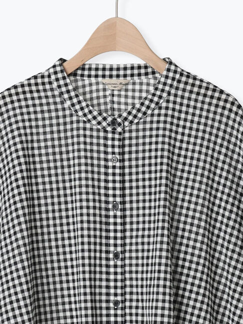 Samansa Mos2「柄アソート肩タックバンドカラーチュニック」|シャツ・ブラウス|