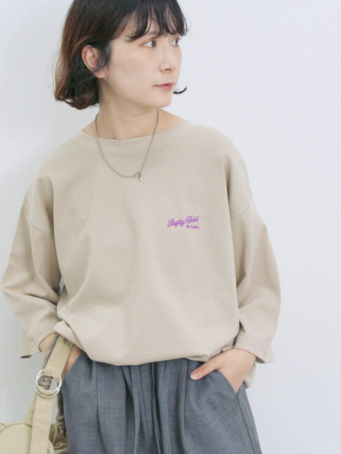 Samansa Mos2 blue「ポンチロゴ刺繍プルオーバー」|Tシャツ・カットソー|