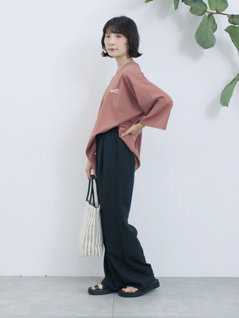 Samansa Mos2 blue「ポンチロゴ刺繍プルオーバー」|Tシャツ・カットソー|