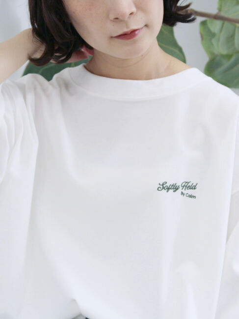 Samansa Mos2 blue「ポンチロゴ刺繍プルオーバー」|Tシャツ・カットソー|