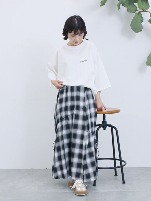 Samansa Mos2 blue「ポンチロゴ刺繍プルオーバー」|Tシャツ・カットソー|