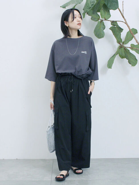 Samansa Mos2 blue「ポンチロゴ刺繍プルオーバー」|Tシャツ・カットソー|