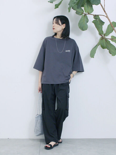 Samansa Mos2 blue「ポンチロゴ刺繍プルオーバー」|Tシャツ・カットソー|