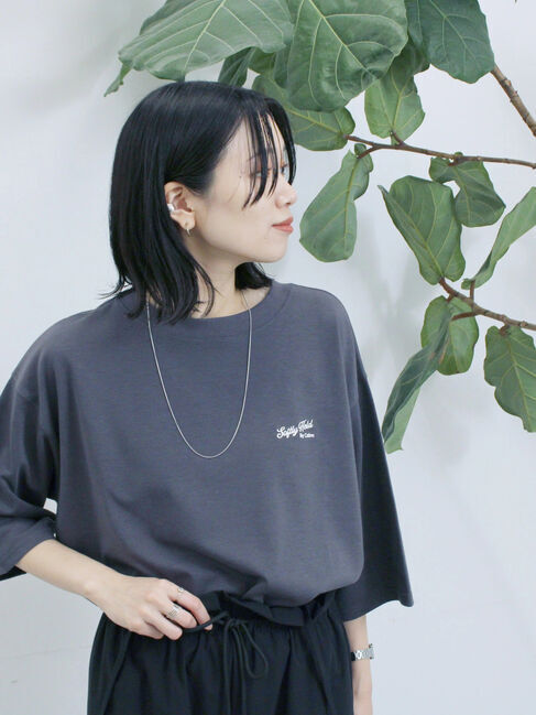 Samansa Mos2 blue「ポンチロゴ刺繍プルオーバー」|Tシャツ・カットソー|