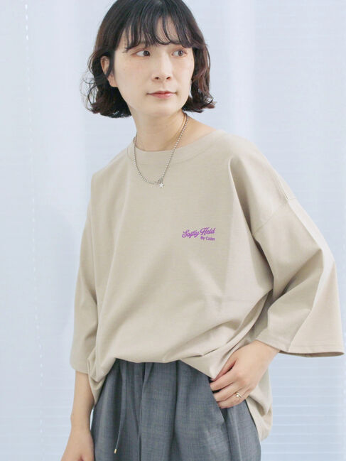 Samansa Mos2 blue「ポンチロゴ刺繍プルオーバー」|Tシャツ・カットソー|