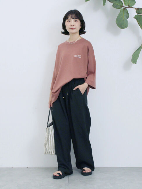 Samansa Mos2 blue「ポンチロゴ刺繍プルオーバー」|Tシャツ・カットソー|