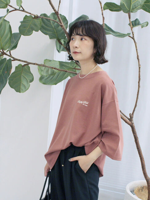 Samansa Mos2 blue「ポンチロゴ刺繍プルオーバー」|Tシャツ・カットソー|