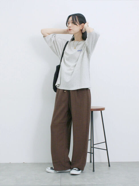 Samansa Mos2 blue「ポンチロゴ刺繍プルオーバー」|Tシャツ・カットソー|