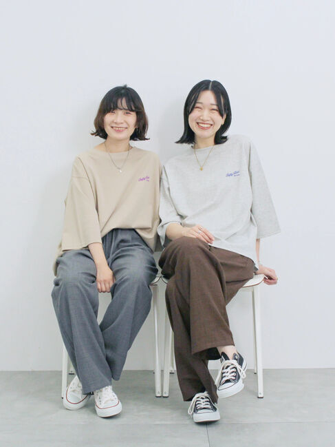 Samansa Mos2 blue「ポンチロゴ刺繍プルオーバー」|Tシャツ・カットソー|