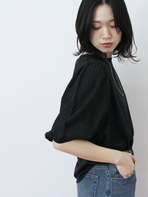 Samansa Mos2 blue「袖ボリュームTシャツ」|Tシャツ・カットソー|