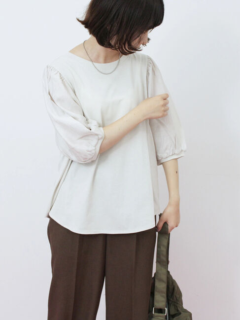 Samansa Mos2 blue「袖ボリュームTシャツ」|Tシャツ・カットソー|