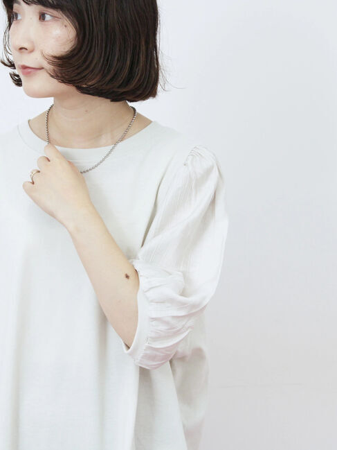 Samansa Mos2 blue「袖ボリュームTシャツ」|Tシャツ・カットソー|