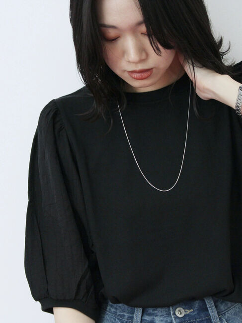 Samansa Mos2 blue「袖ボリュームTシャツ」|Tシャツ・カットソー|ブラック