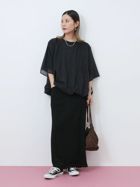 Samansa Mos2 blue「裾バルーンTシャツ」|Tシャツ・カットソー|