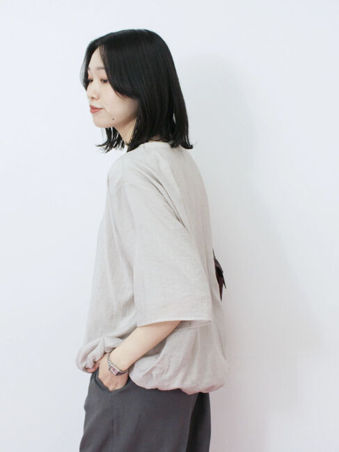 Samansa Mos2 blue「裾バルーンTシャツ」|Tシャツ・カットソー|