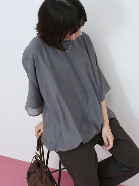 Samansa Mos2 blue「裾バルーンTシャツ」|Tシャツ・カットソー|