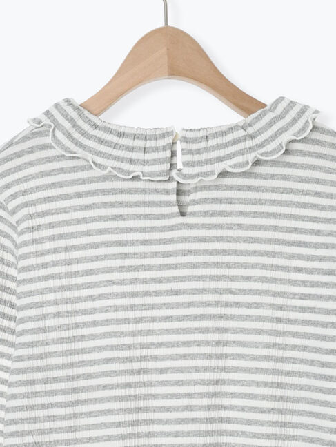 Samansa Mos2「襟付きしぼしぼボーダーカットソー」|Tシャツ・カットソー|