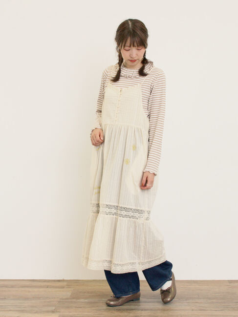 Samansa Mos2「襟付きしぼしぼボーダーカットソー」|Tシャツ・カットソー|