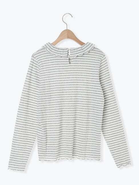 Samansa Mos2「襟付きしぼしぼボーダーカットソー」|Tシャツ・カットソー|