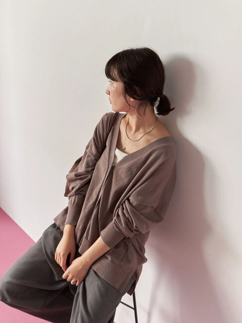 Samansa Mos2 blue「マルチスタイルVネックカーディガン」|カーディガン|