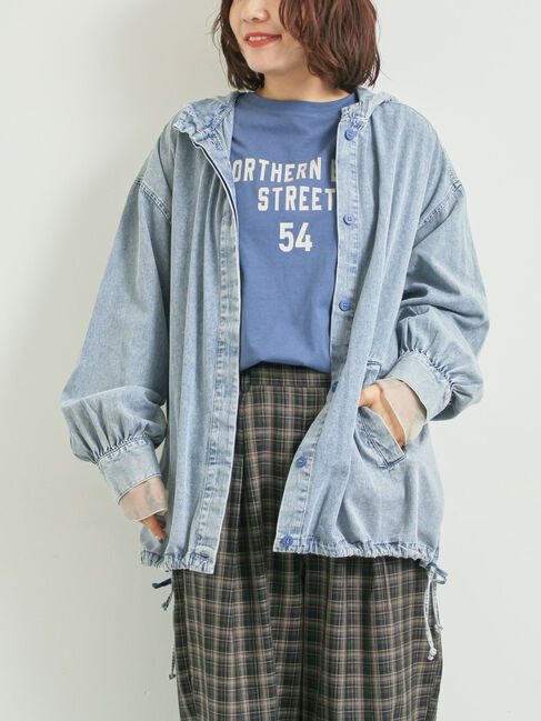 SM2「フードシャツジャケット」|ブルゾン・スタジャン|ブルー