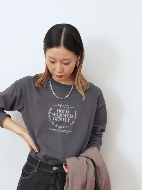 Samansa Mos2 blue「アソートプリントロンT」|Tシャツ・カットソー|