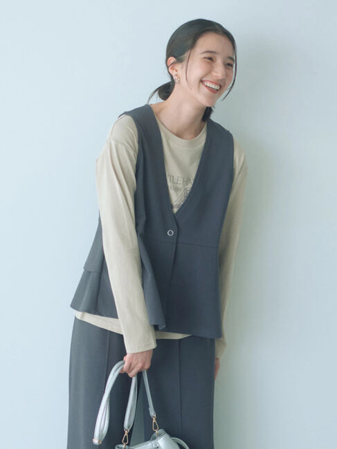 Samansa Mos2 blue「アソートプリントロンT」|Tシャツ・カットソー|