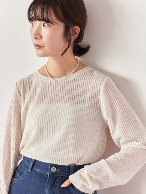 Samansa Mos2 blue「シアーリブロンT」|Tシャツ・カットソー|キナリ