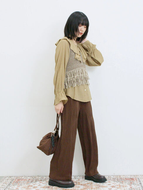 Samansa Mos2 blue「ウェーブカットパンツ」|その他|