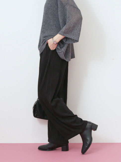 Samansa Mos2 blue「ウェーブカットパンツ」|その他|ブラック