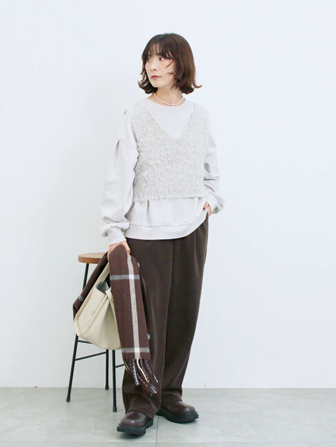 Samansa Mos2 blue「ポンチ袖タックプルオーバー」|Tシャツ・カットソー|