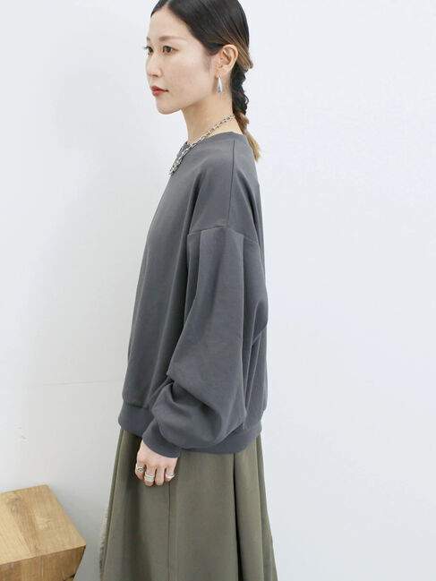 Samansa Mos2 blue「ポンチ袖タックプルオーバー」|Tシャツ・カットソー|