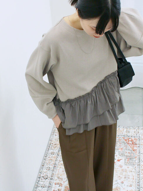 Samansa Mos2 blue「ペプラムドッキングプルオーバー」|Tシャツ・カットソー|