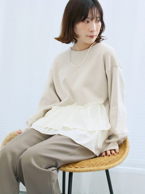 Samansa Mos2 blue「ペプラムドッキングプルオーバー」|Tシャツ・カットソー|