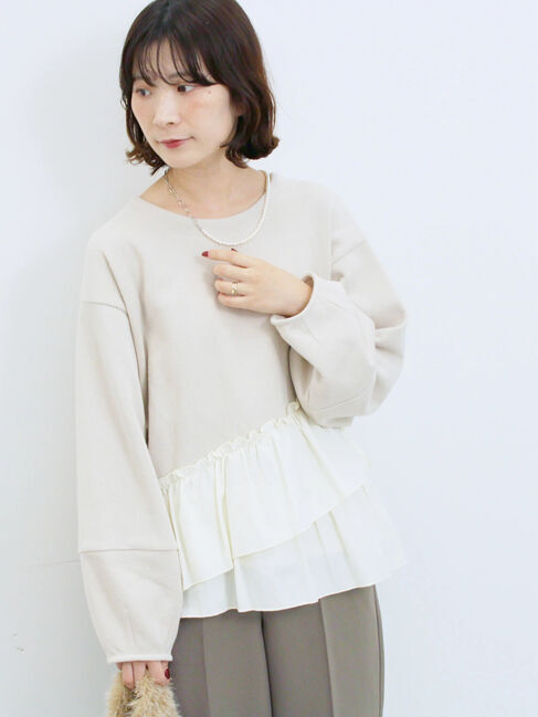 Samansa Mos2 blue「ペプラムドッキングプルオーバー」|Tシャツ・カットソー|