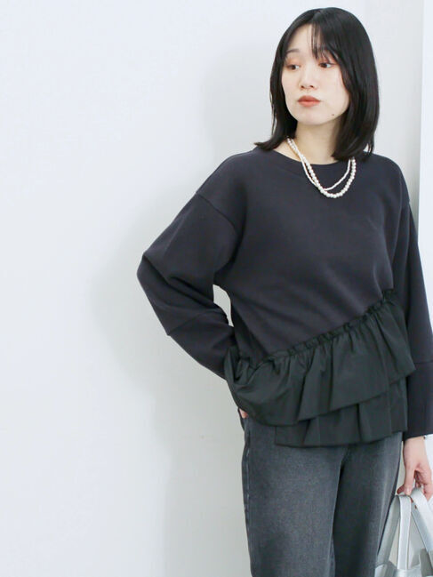 Samansa Mos2 blue「ペプラムドッキングプルオーバー」|Tシャツ・カットソー|